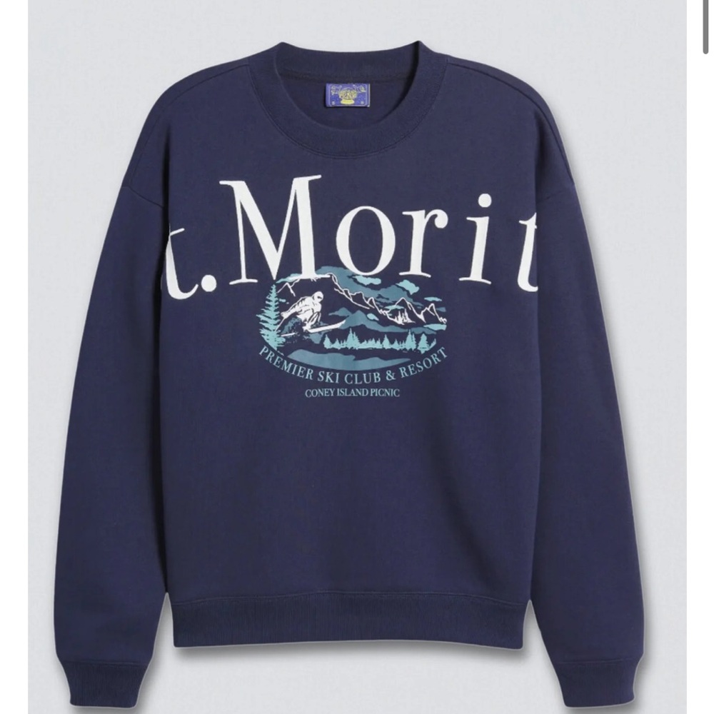 St. Moritz Navy Graphic Crew Sweatshirt